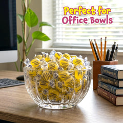 FUNTASTY lemon drops in a clear bowl on counter, ideal for sharing