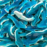 FUNTASTY front packaging of 2 lb gummy sharks showing bag and vibrant color, ideal for bulk gifting