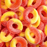 FUNTASTY front packaging showing 2 lb bag and bright peach rings for sharing