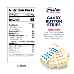 Fusion Sweets And Snacks close-up of candy dots highlighting fruit flavors