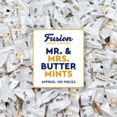 Fusion Sweets And Snacks front packaging shows 100-count elegant wedding mints