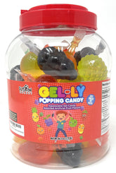 FUSION SELECT jar front view showing colorful fruit-shaped jellies and resealable lid