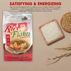Fusion Select sheet close-up texture highlighting thin flat rice flakes for easy rehydration