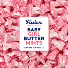 Fusion Sweets And Snacks front packaging showing 100 pink buttermints for easy party planning