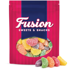 Fusion Sweets close-up of sugar-coated texture highlighting sparkle and sweet crunch benefit