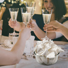 Fusion Sweets mints in glass bowl ideal for candy buffets and easy guest access