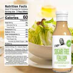 G Hughes Italian dressing pouring from bottle to show smooth, herb-rich pour