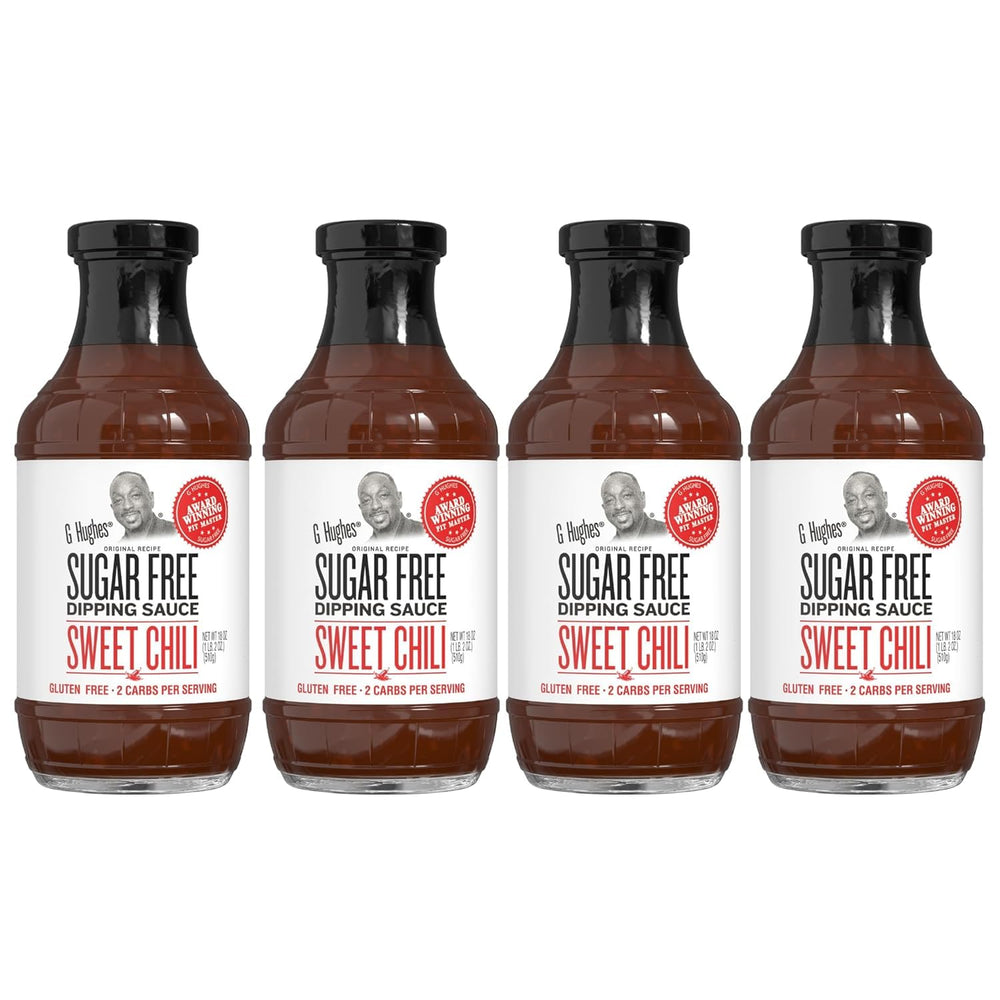 G Hughes front packaging showing four 18 oz bottles and brand recognition benefit