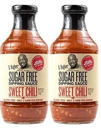 G Hughes front packaging showing two 18 ounce bottles and label benefits