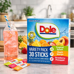 Galley Grove Dole Peach Mango packet close-up highlighting vibrant fruit appeal