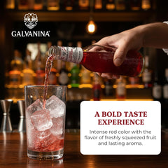 Galvanina soda pouring into a glass with bubbles for a refreshing citrus serving