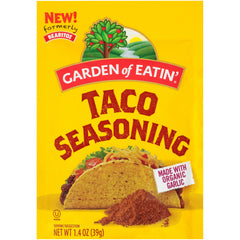 Garden of Eatin' front packet view showing label and quick taco flavor