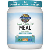 Garden of Life front can of Raw Organic Meal showing packaging and convenience