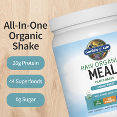 Prepared Garden of Life shake in glass showing creamy consistency and quick meal