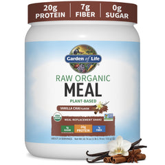 Garden of Life front packaging showing product name and servings, clear benefit convenience
