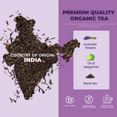 Gardenika loose leaf close-up revealing black tea leaves and bergamot oil benefit