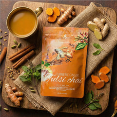 Gardenika brewed cup of chai steaming, showcasing warming flavor