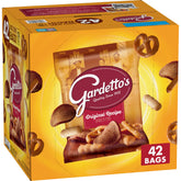 Gardetto's front packaging showing 42-count case, easy stocking benefit