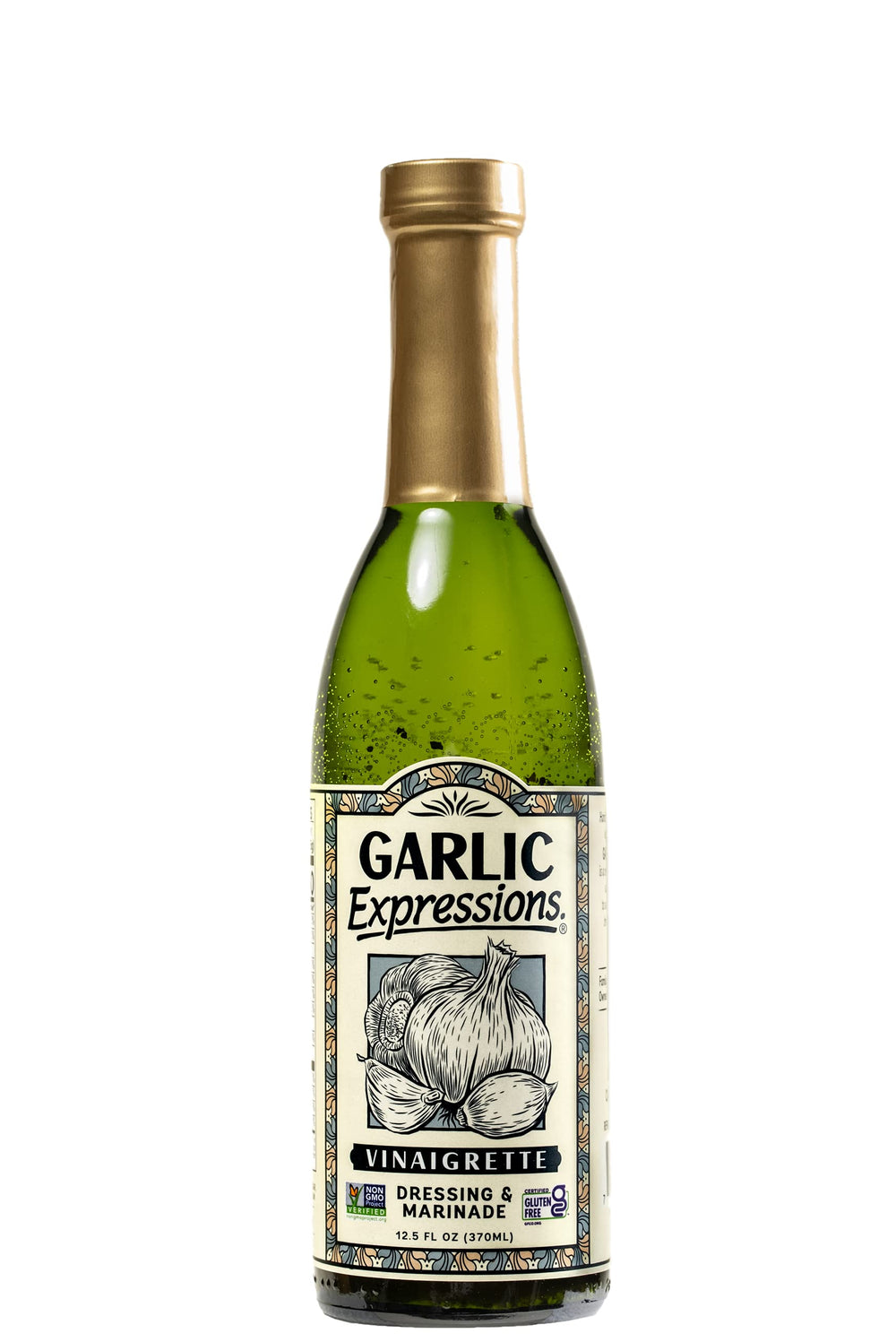 Garlic Expressions front packaging showing bottle and branding with clear ingredient view