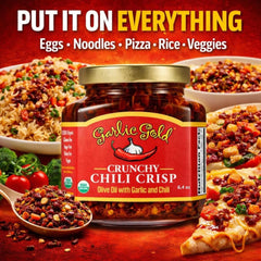 Garlic Gold spoonful over noodles adding savory crunch and heat