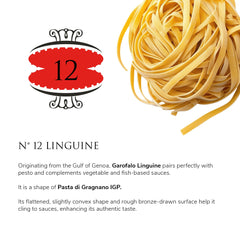 Garofalo cooked linguine with seafood showcasing sauce cling benefit