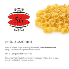 Cooked Garofalo Lumachine on white plate with sauce, demonstrates perfect al dente bite