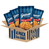 Garrett Popcorn Shops front packaging showing four 5.0oz bags and bold branding