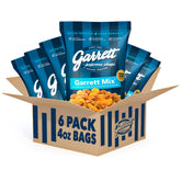 Garrett Popcorn front packaging showing six 4.0oz bags for convenient gifting