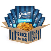Garrett Popcorn front packaging showing the 12-bag set and branding, convenient for gifting