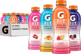 Gatorade Fit front packaging showing 12-bottle variety and hydration benefit