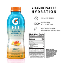 Gatorade Fit pour showing light mango color and visual refreshment benefit