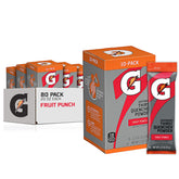 Gatorade front packaging showing 80 packets and fruit punch flavor for convenient hydration