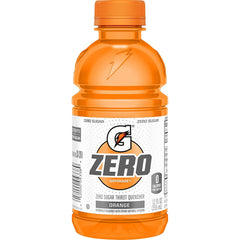 Gatorade bottle front packaging showing Gatorade G Zero Orange and zero sugar benefit