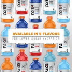 Gatorade G2 bottle close-up label highlighting electrolytes and lower calories