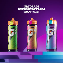 Close-up of Gatorade Gx high-flow valve demonstrating fast, controlled hydration during play