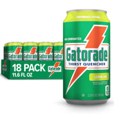 Gatorade lemon-lime front packaging shows 18 cans, convenient hydration