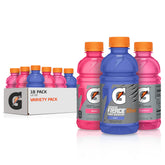 Gatorade front packaging showing all flavors and quantity, refreshment on hand
