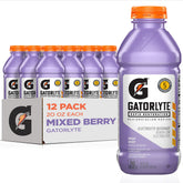 Gatorlyte front packaging showing mixed berry bottle and hydration benefits