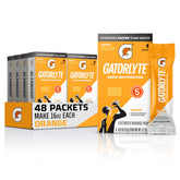 Gatorlyte front packaging displaying 48 orange sticks and product benefits