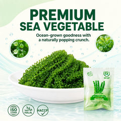 GCAP close-up texture of individual sea grape beads highlighting fresh pop and crunch