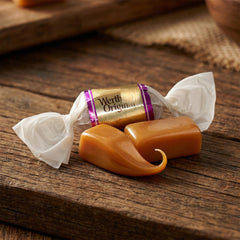 GEEOOLLAH close-up of caramel texture highlighting creamy chew and buttery appeal