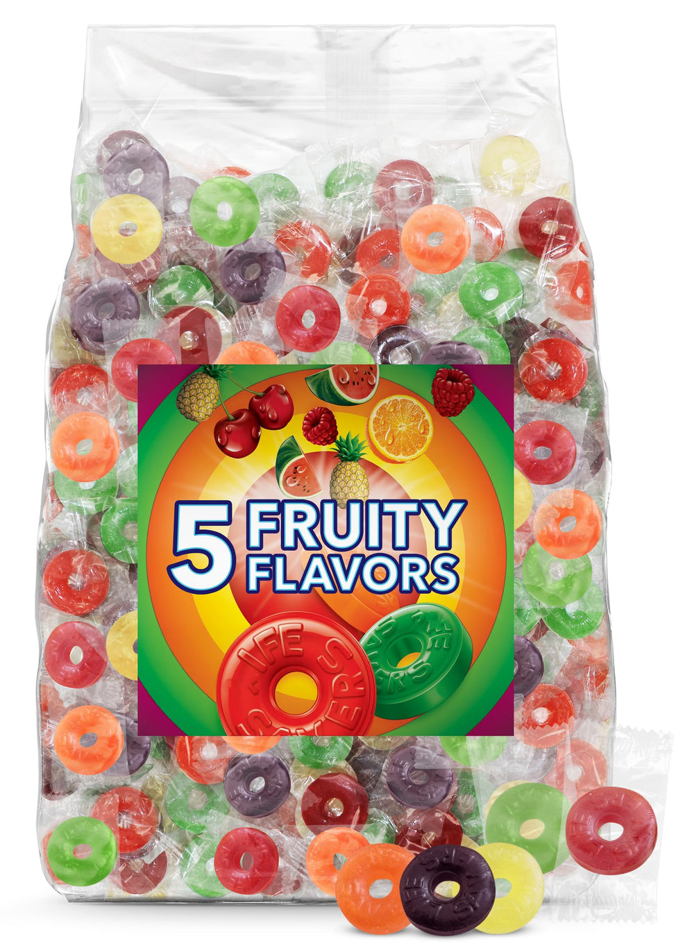 GEEOOLLAH front of bag showing five-flavor assortment and weight