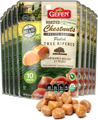 Gefen front packaging showing organic chestnuts and clear brand benefits