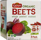 Gefen front packaging showing three vacuum-packed beets for quick meals