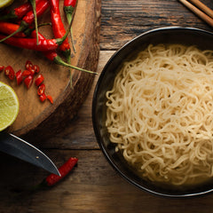 Gefen noodle close-up showing firm texture and fast-cook benefit