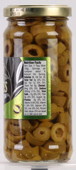 Gefen sliced green olives tossed in salad, highlighting brand and ready-to-use convenience