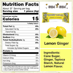 Gem Gem chews beside a cup of tea demonstrating a soothing citrus-ginger snack pairing