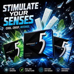 Generic 5 Gum assorted packs lined up to show variety options for flavor rotation