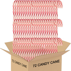 Generic candy cane front packaging showing 72-count and neat individually wrapped canes for easy gifting