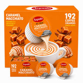 Generic caramel macchiato front packaging showing large 192-count value pack for convenience